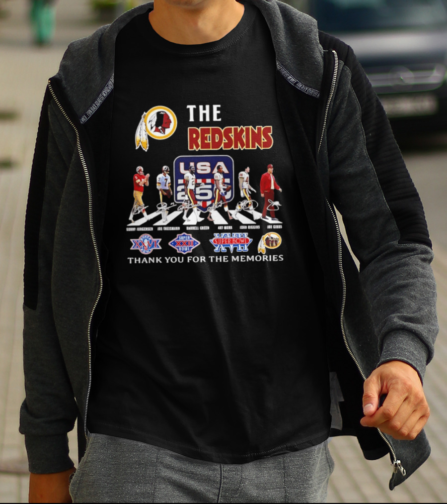 The Redskins USA 250 Years Celebration With Redskins Nation Signatures And Super Bowl Wins T-Shirt