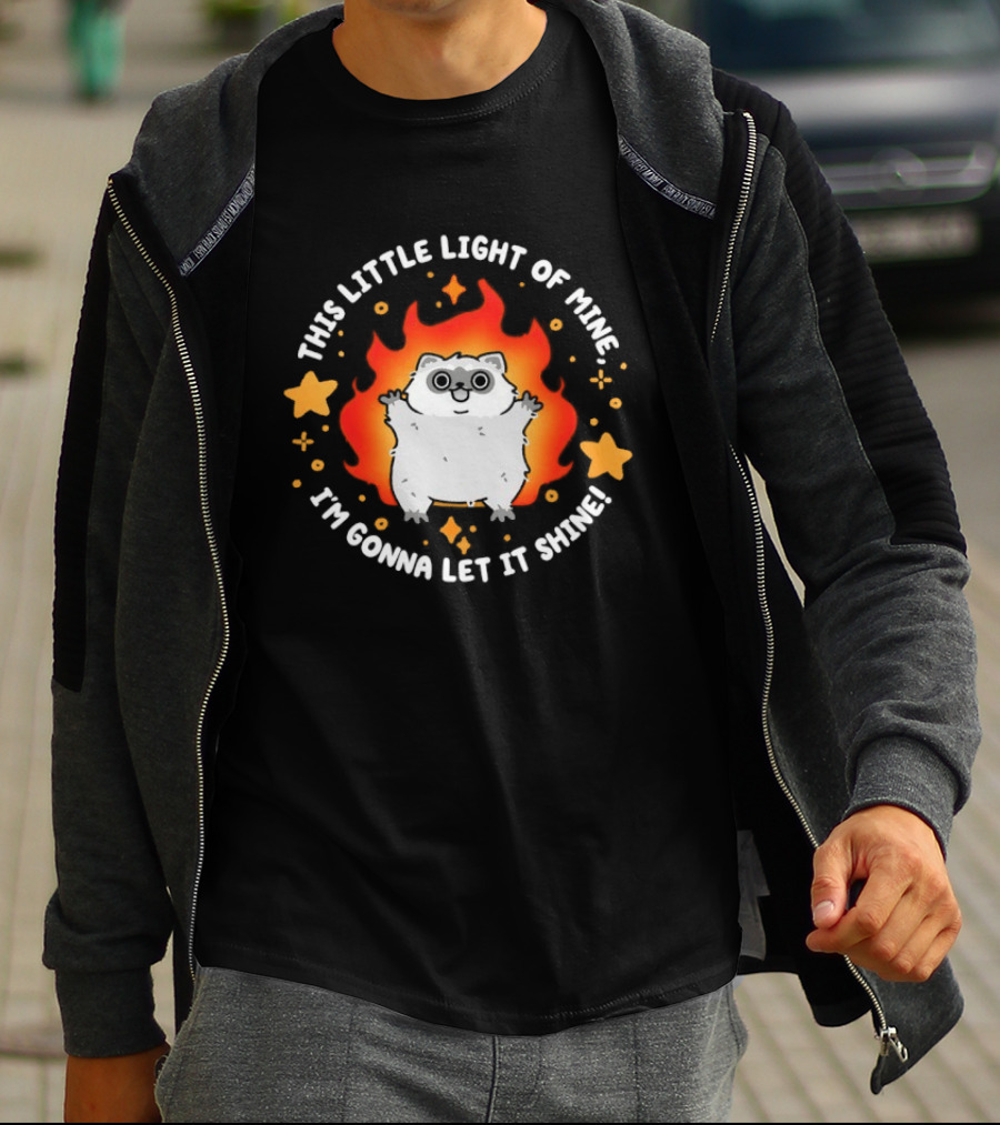 This Little Light Of Mine Raccoon I'm Gonna Let It Shine Stars Flame T-Shirt