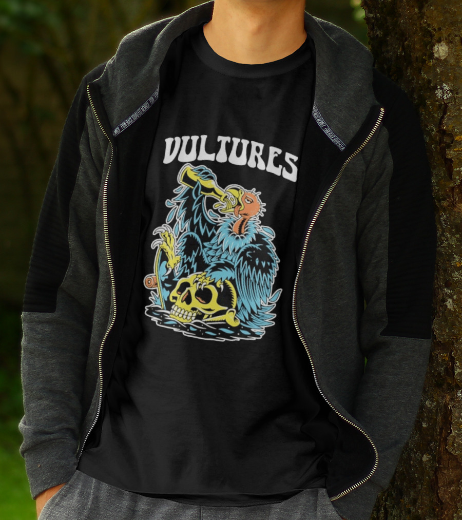 Vultures Drinking Beer On Skull T-Shirt
