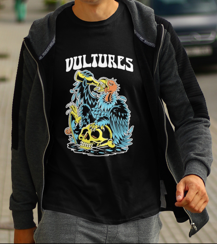 Vultures Drinking Beer On Skull T-Shirt