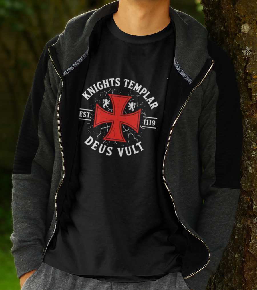 Knights Templar Est 1119 Deus Vult Red Cross T-Shirt