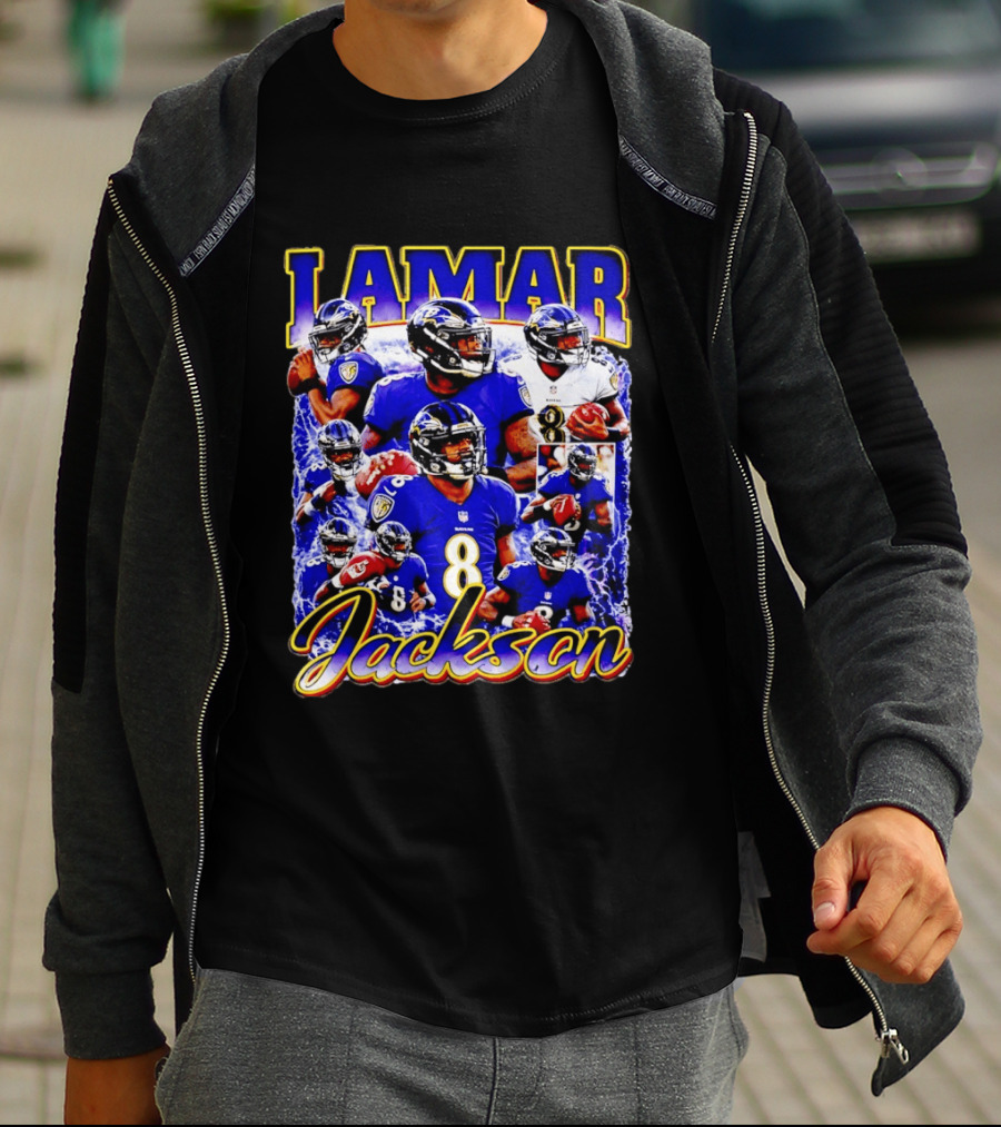 Lamar Jackson Baltimore Ravens NFL Football Star 8 T-Shirt