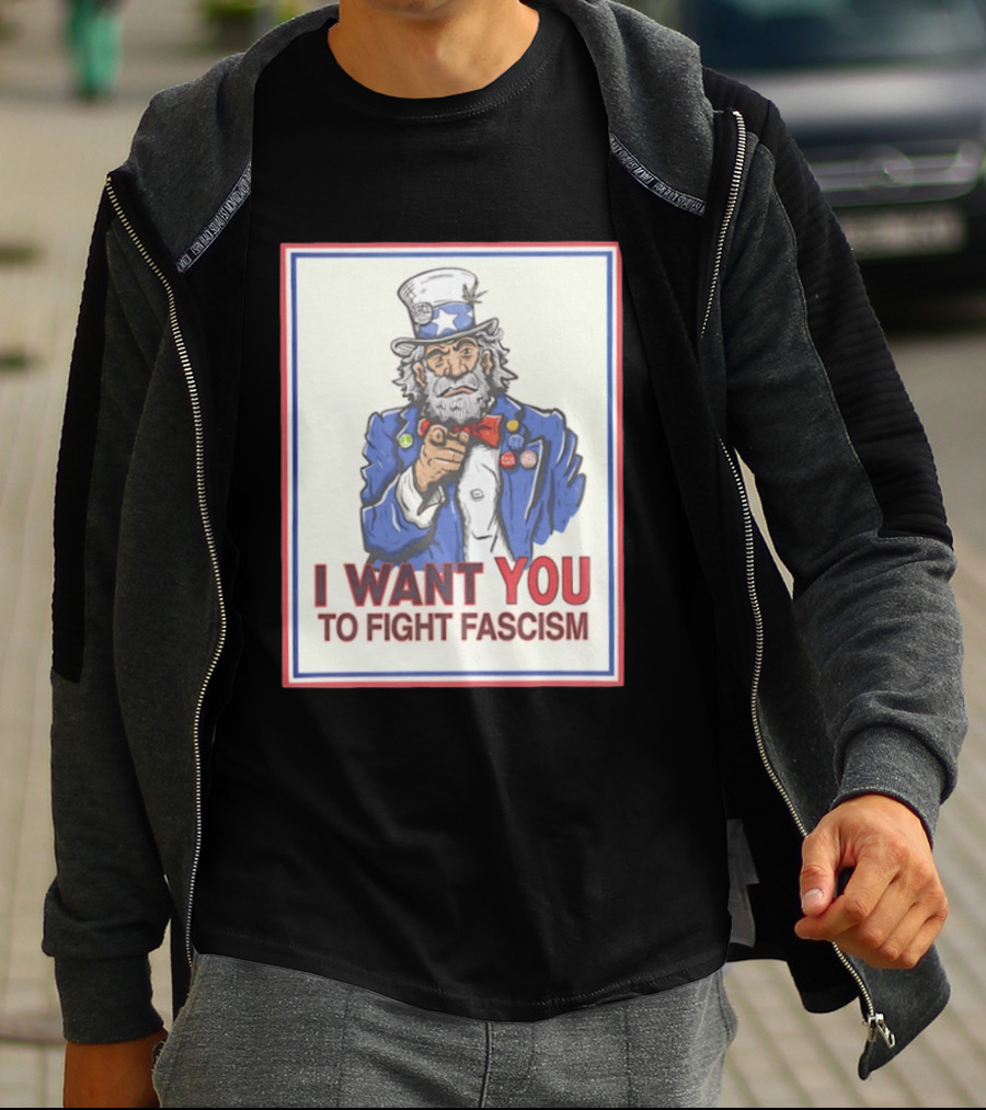 Uncle Sam I Want You To Fight Fascism Style Image T-Shirt