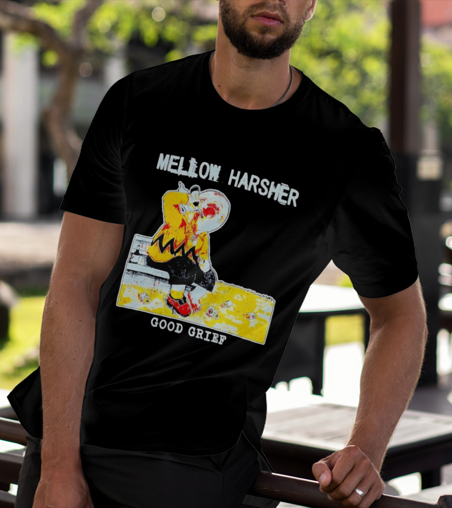 Mellow Harsher Good Grief Charlie Brown Drinking Image T-Shirt