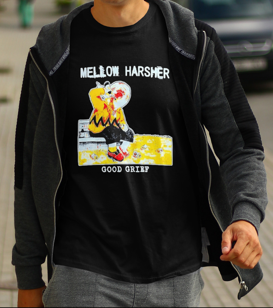 Mellow Harsher Good Grief Charlie Brown Drinking Image T-Shirt
