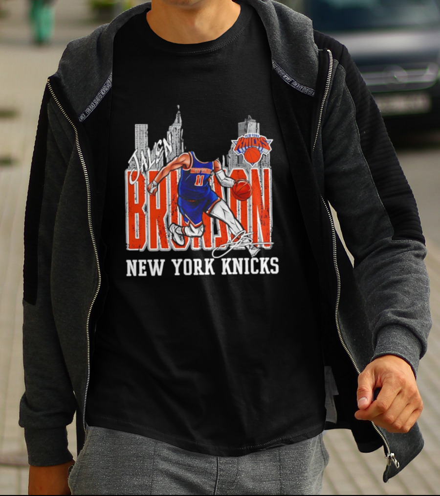 Jalen Brunson New York Knicks Basketball City Skyline T-Shirt