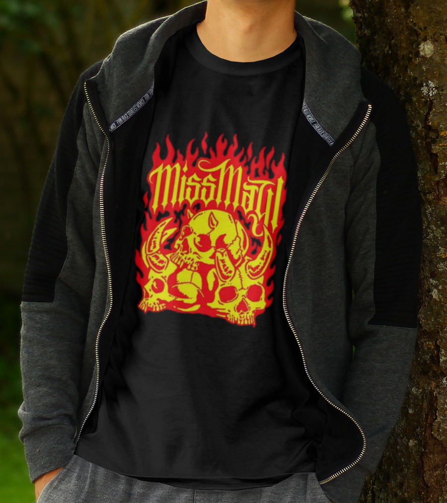 Miss May I Flaming Skulls Fire Metalcore Band T-Shirt