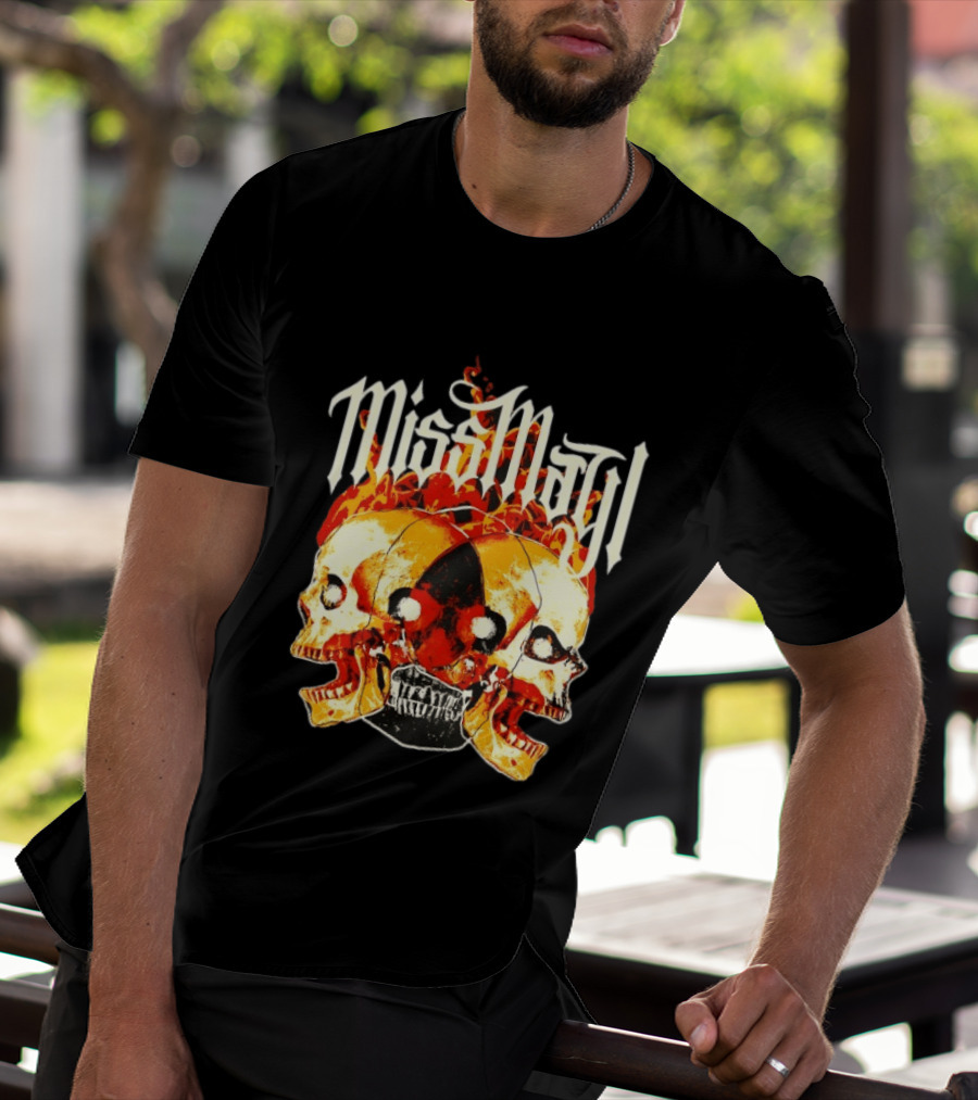 Miss May I Skulls And Fire Metalcore Band Triple Skull Flames T-Shirt