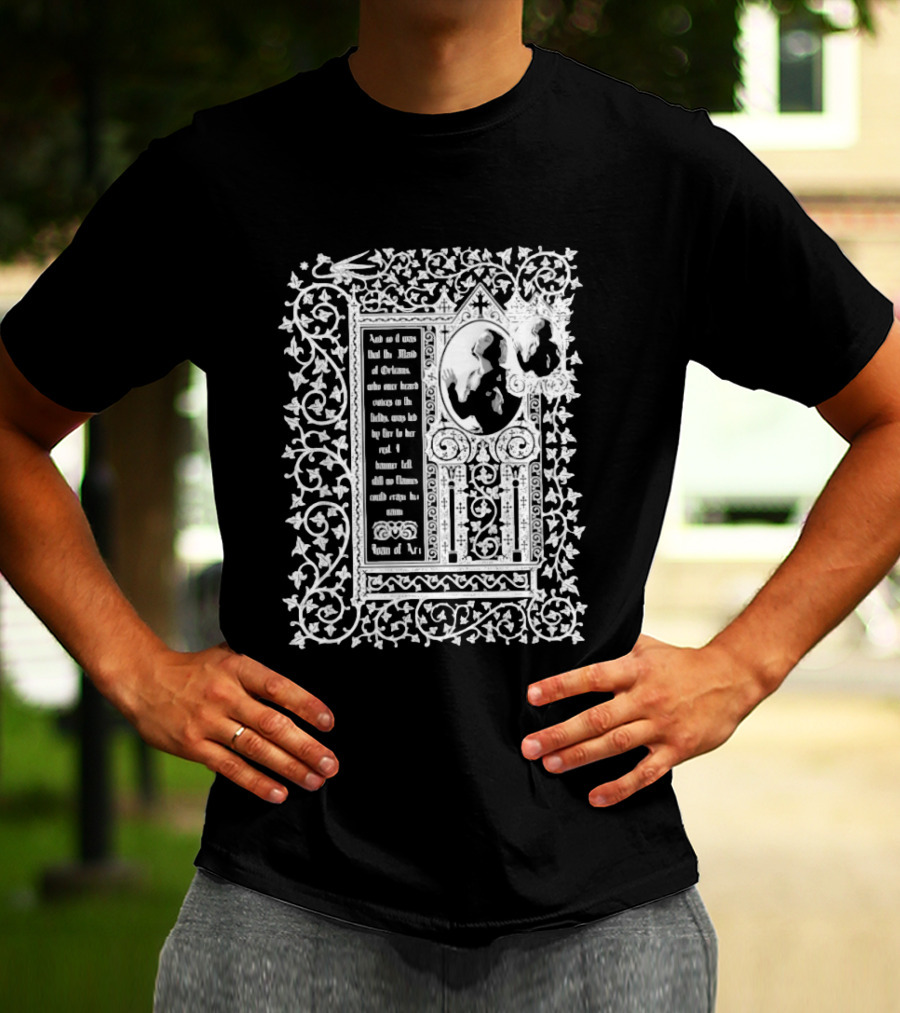 Joan Of Arc Maid Of Orleans Historical Figure Medieval Armor French Heroine Knights Courage Ornate Frame T-Shirt