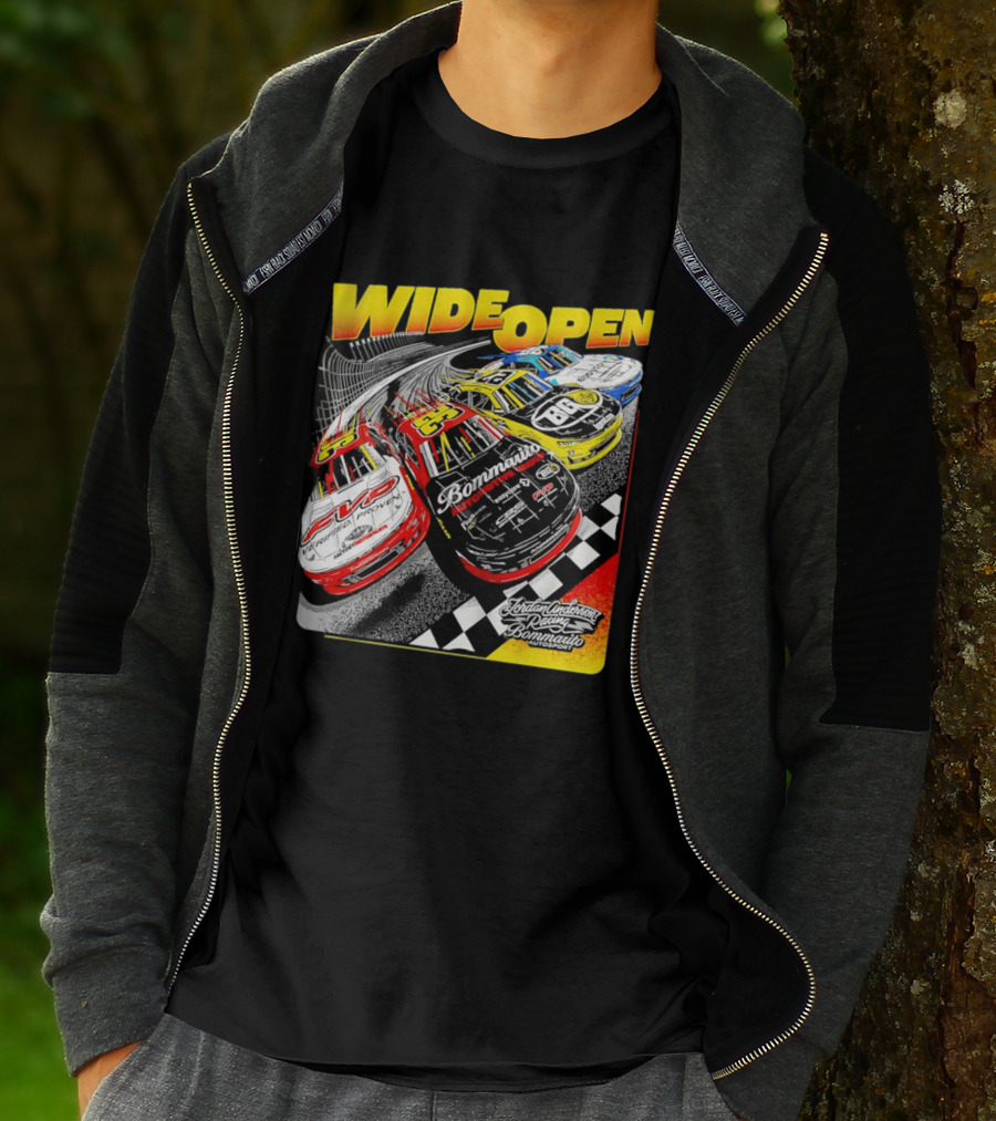 Wide Open Jordan Anderson Racing Bommarito Autosport Race Cars Checkered Track T-Shirt