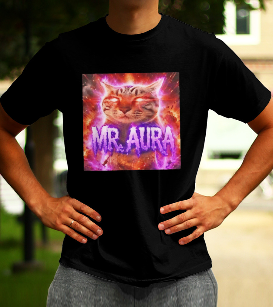 Mr. Aura Cat Fiery Cosmic Internet Culture Phenomenon T-Shirt