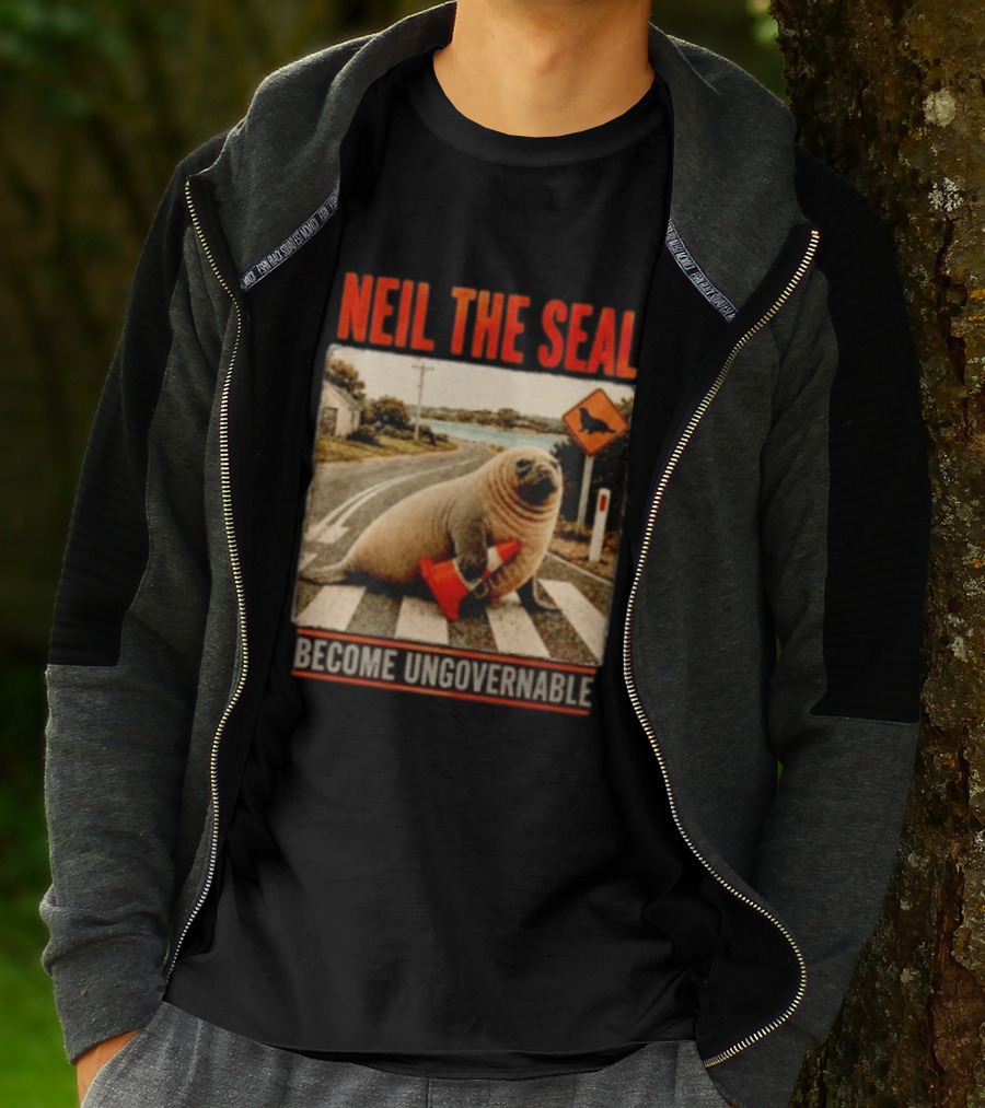 Neil The Seal Become Ungovernable Traffic Cone Road Crossing T-Shirt