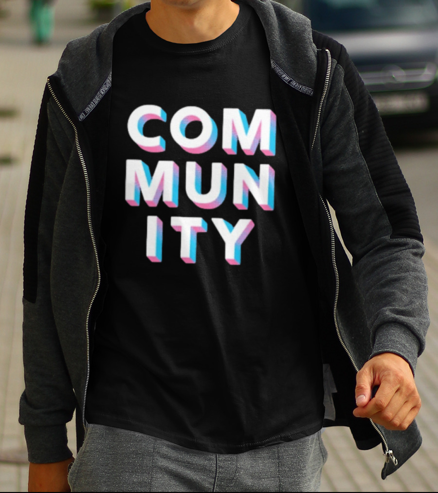 Community Colorful 3D Text Block T-Shirt