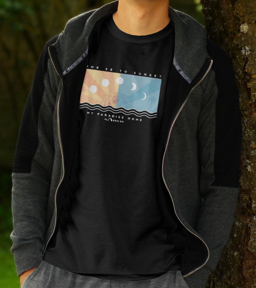 FloGrown Sunrise To Sunset My Paradise Home Beach Moon Phases T-Shirt