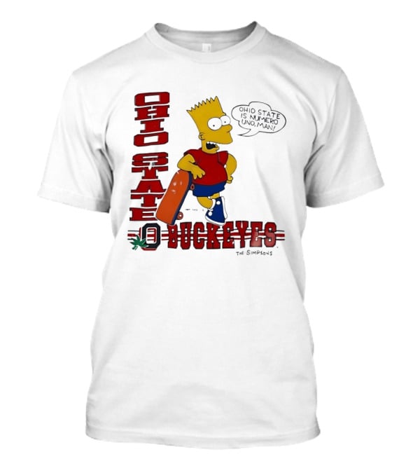 Ohio State Buckeyes Bart Simpson Numero Uno Man Skateboard T-Shirt