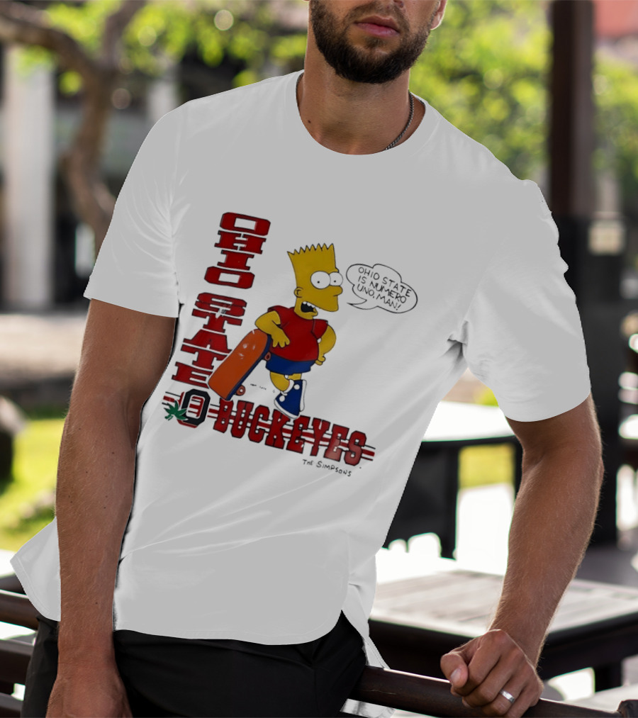 Ohio State Buckeyes Bart Simpson Numero Uno Man Skateboard T-Shirt