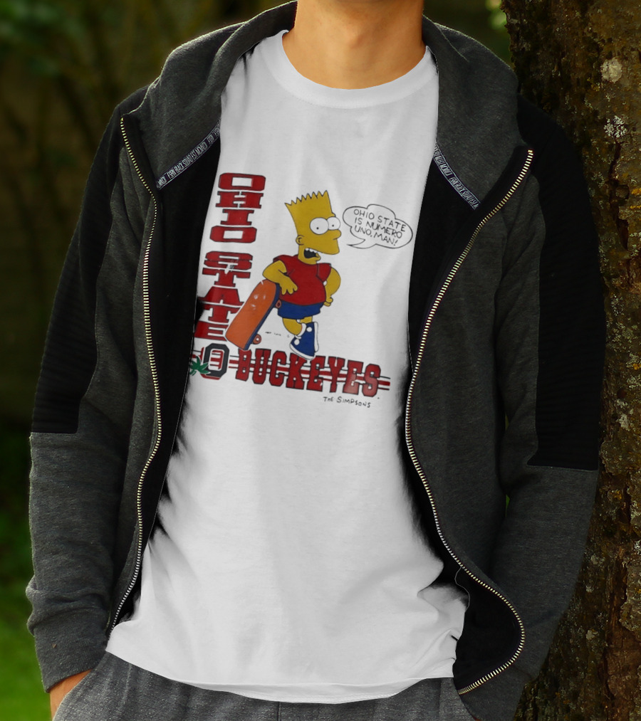 Ohio State Buckeyes Bart Simpson Numero Uno Man Skateboard T-Shirt