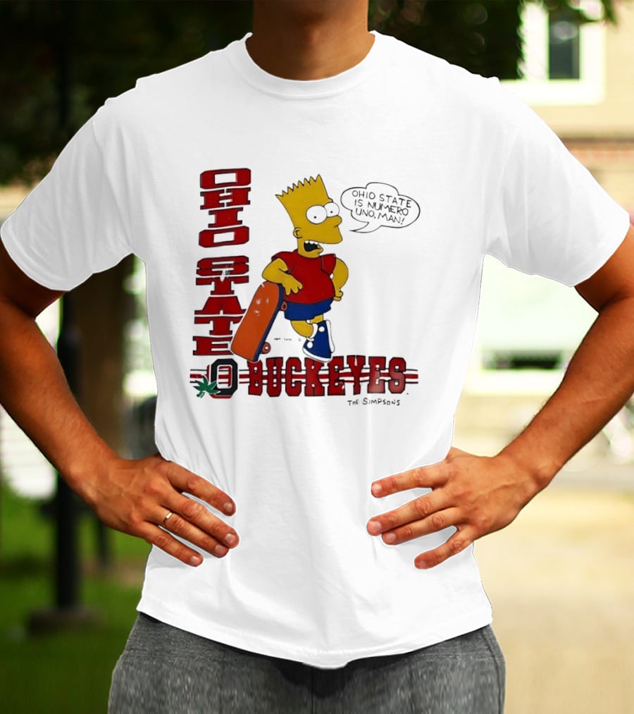Ohio State Buckeyes Bart Simpson Numero Uno Man Skateboard T-Shirt