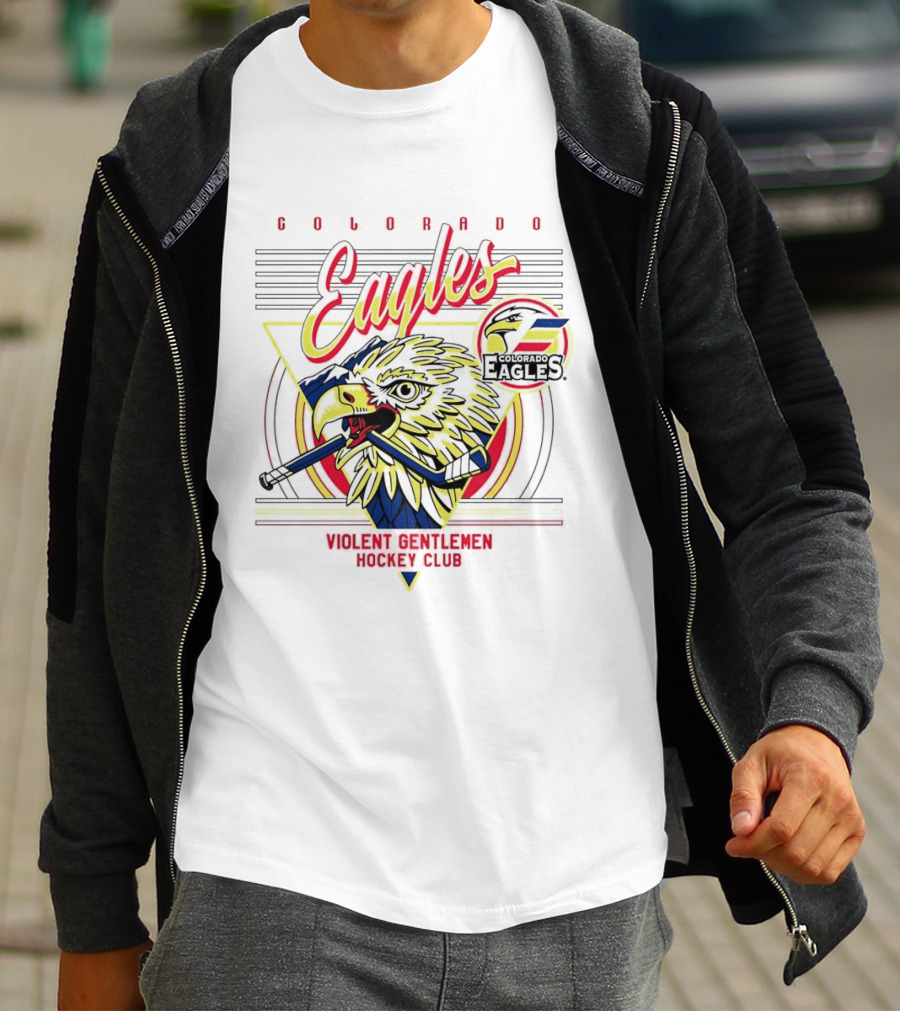 Colorado Eagles Eagle Biting Stick Violent Gentlemen Hockey Club T-Shirt
