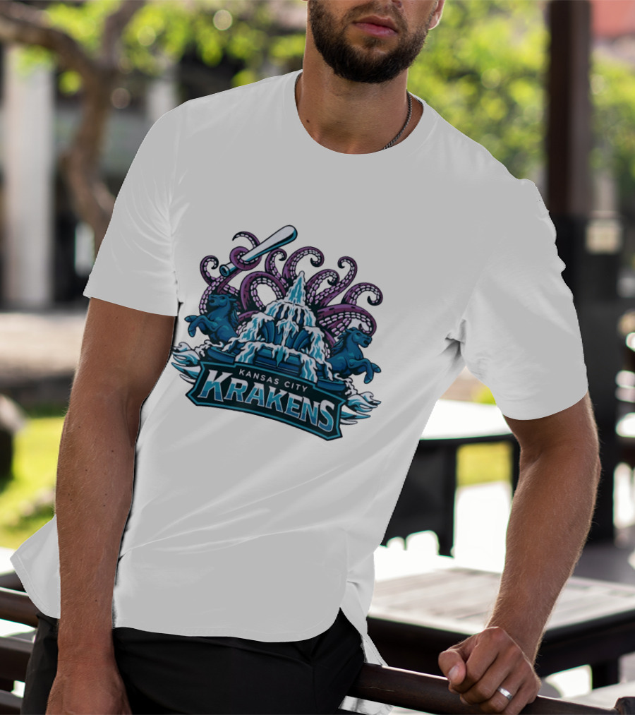 Kansas City Krakens Fountain Octopus Horses Sports Team T-Shirt