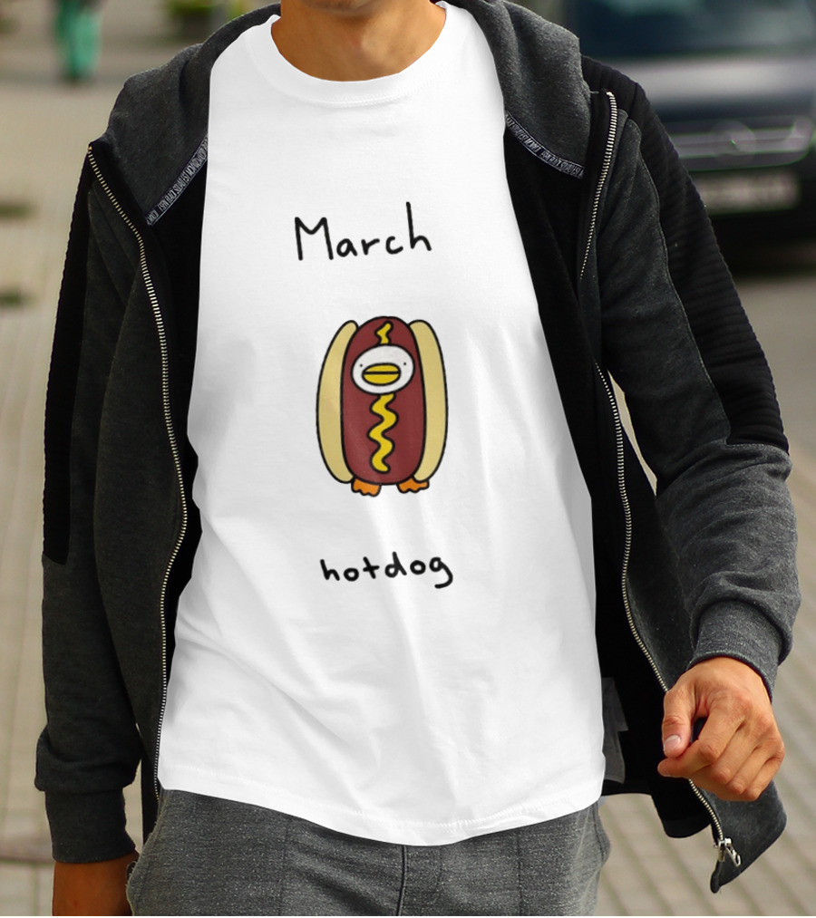 March Hotdog Cartoon Character With Food Animal T-Shirt