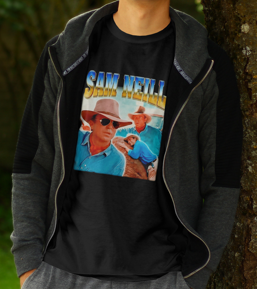 Sam Neill Vintage Style Cowboy Collage T-Shirt