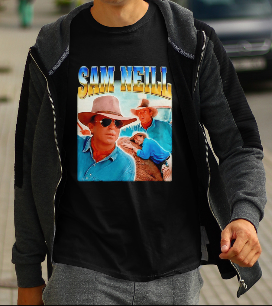 Sam Neill Vintage Style Cowboy Collage T-Shirt