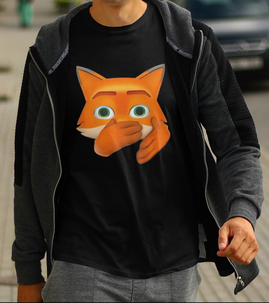 Scuba Fox Emoji Animal Covering Mouth Diving T-Shirt