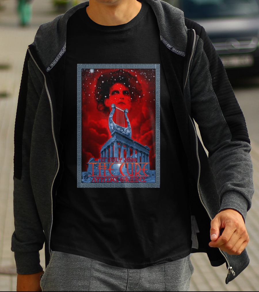 The Cure Athens Greece July 15 2026 Concert Parthenon Lyre Stars T-Shirt