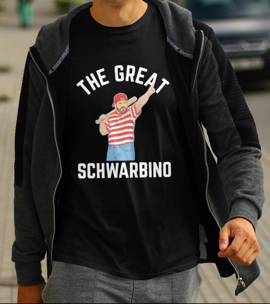 The Great Schwarbino Kyle Schwarber Philadelphia Phillies Striped Baseball T-Shirt