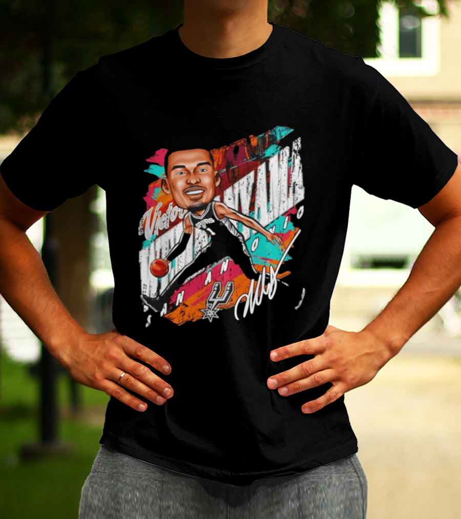 Victor Wembanyama San Antonio Spurs Basketball Cartoon T-Shirt