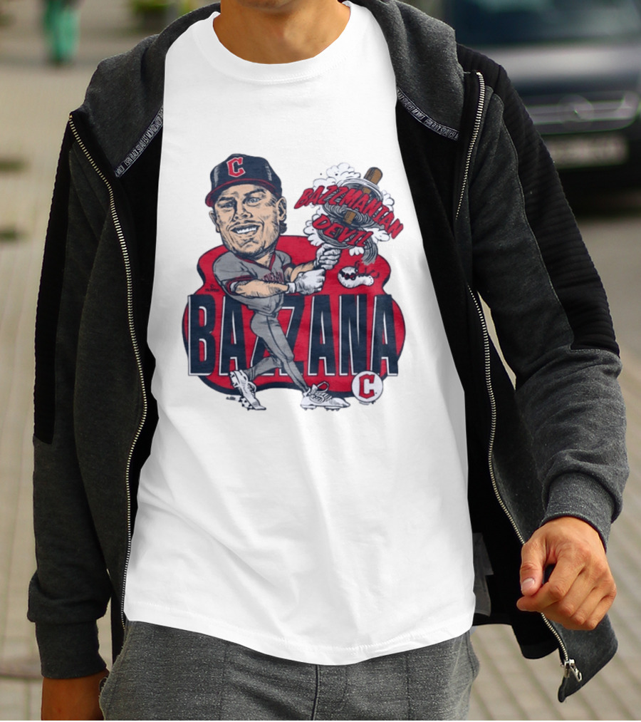 Bazzana Bazzmanian Devil Cleveland Guardians Caricature Baseball Player T-Shirt