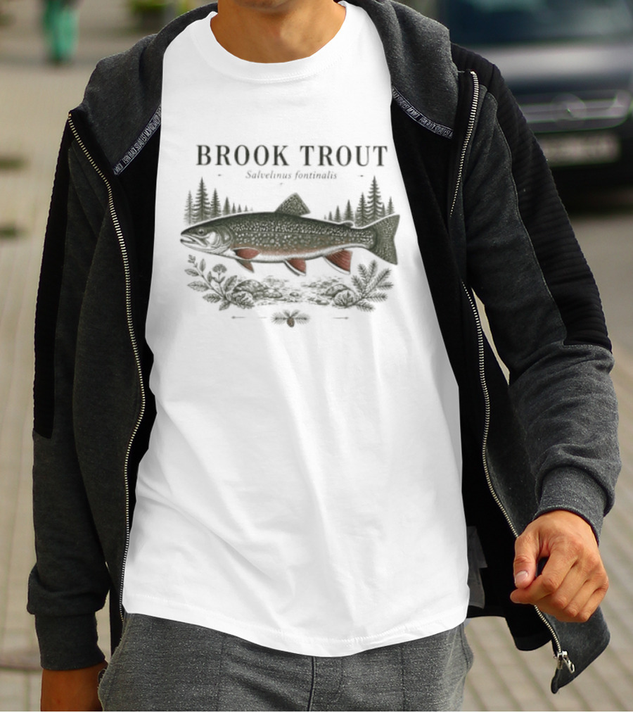 Brook Trout Salvelinus Fontinalis Forest Scene T-Shirt