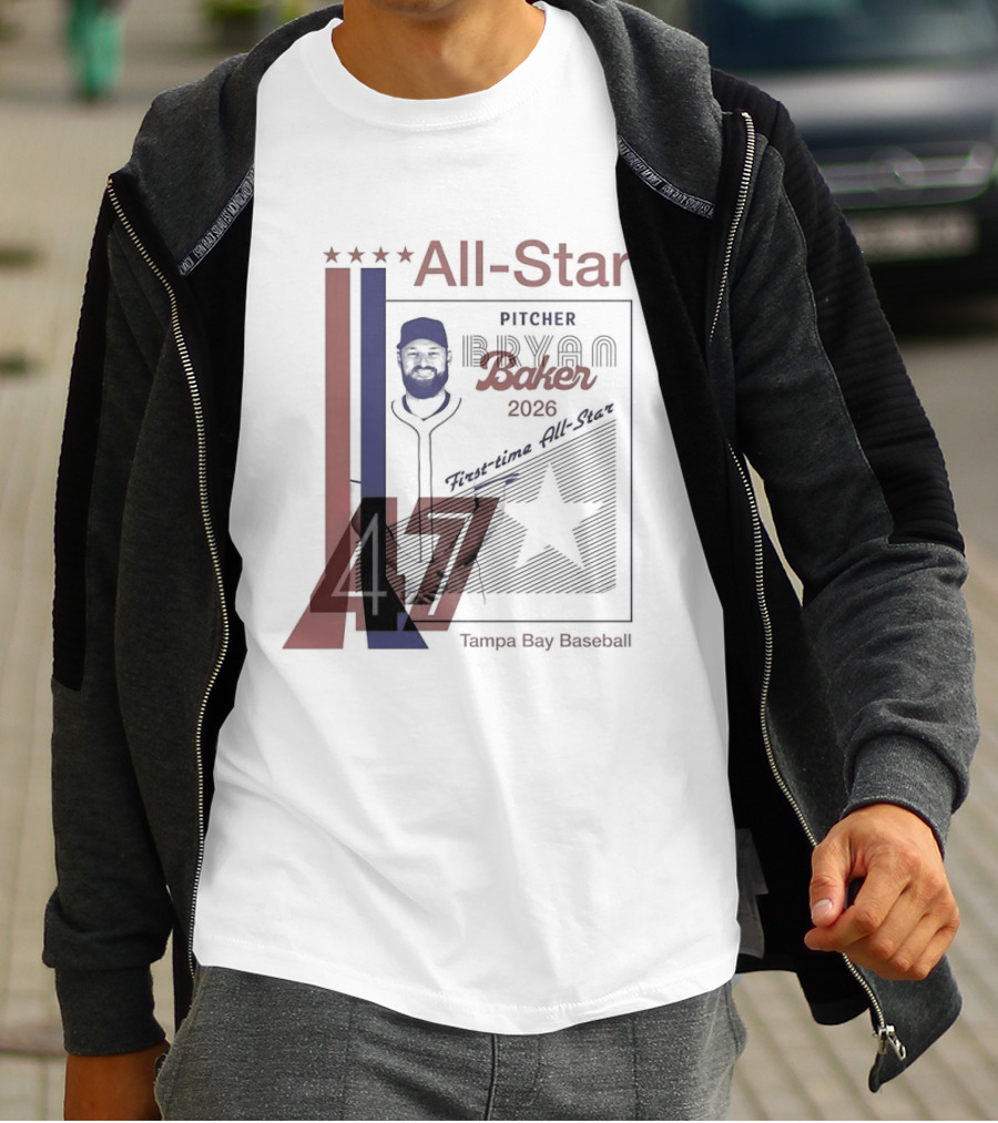 Tampa Bay Rays Bryan Baker 47 Pitcher 2026 MLB All Star T-Shirt