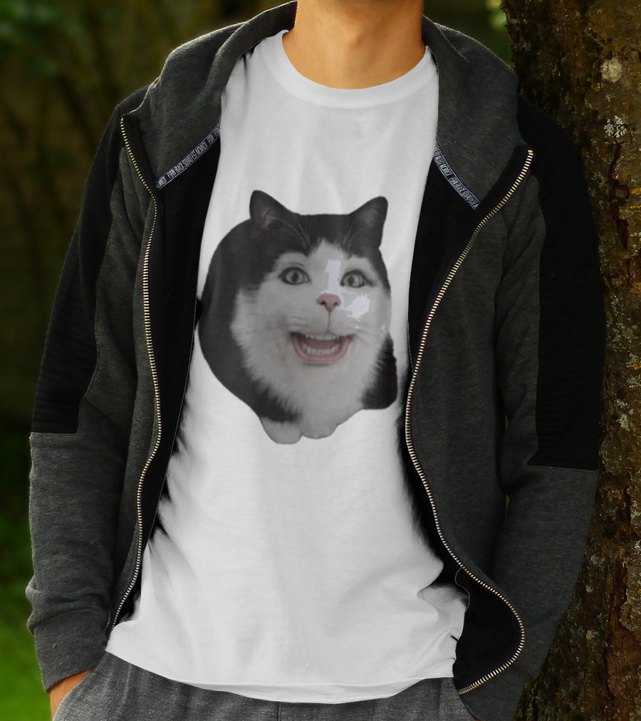 Grinning Cat With Human Teeth T-Shirt