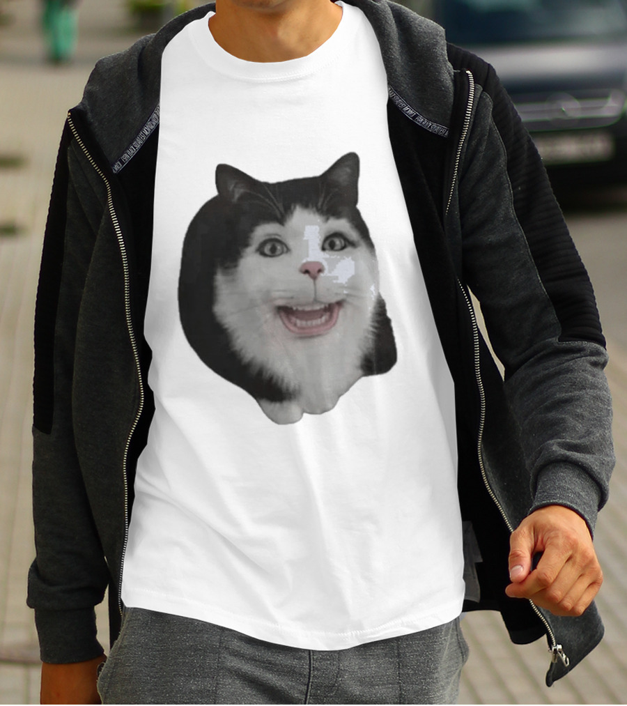 Grinning Cat With Human Teeth T-Shirt
