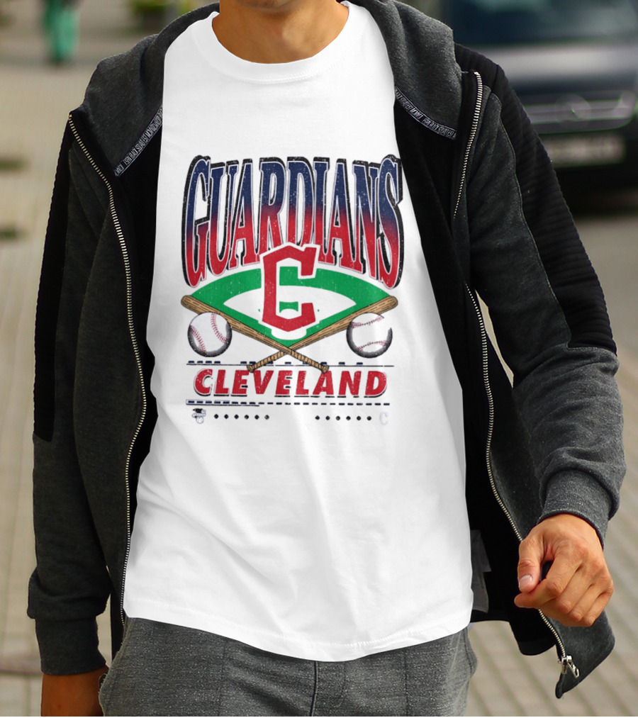 Cleveland Guardians Baseball Team Retro Style With Bats And Ball T-Shirt