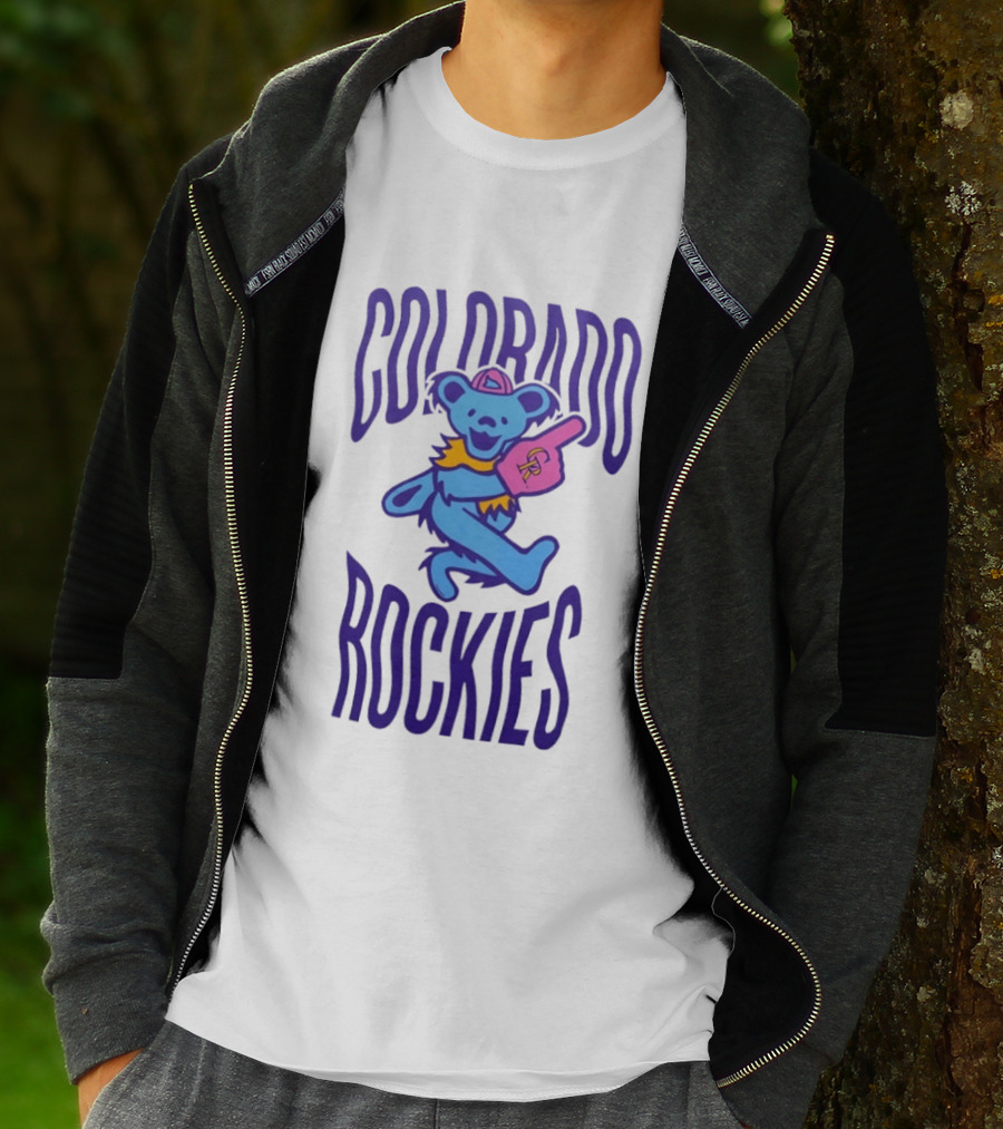 Colorado Rockies Grateful Dead Dancing Bear Sports Fan T-Shirt