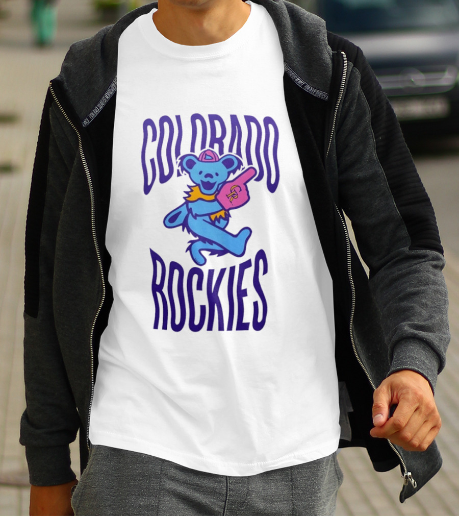 Colorado Rockies Grateful Dead Dancing Bear Sports Fan T-Shirt