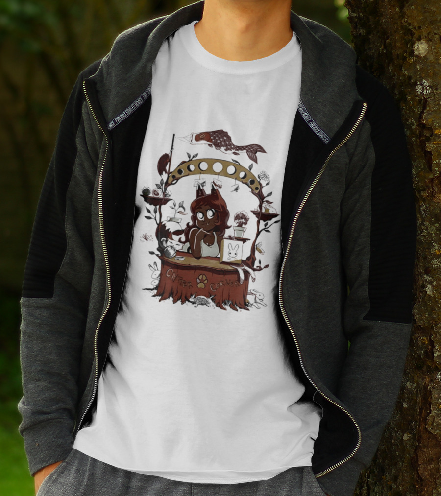Critter Corner Fox Girl And Rabbits Anime Aesthetic T-Shirt