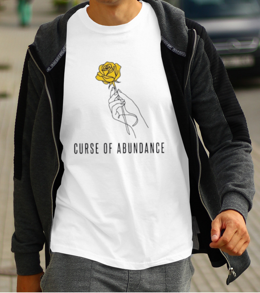Curse Of Abundance Yellow Rose Hand Minimalist Line T-Shirt