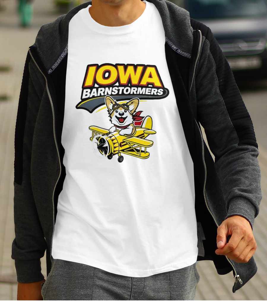 Iowa Barnstormers Corgi Pilot Airplane T-Shirt