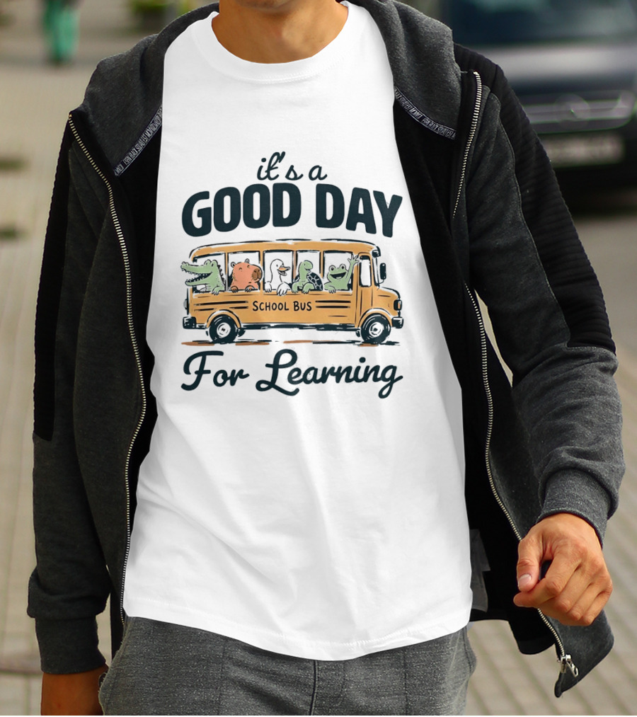 It's A Good Day School Bus Animals For Learning T-Shirt