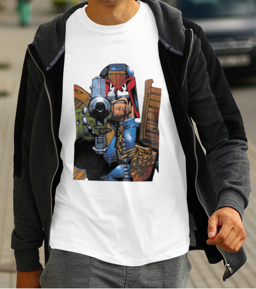 Judge Dredd 2000 AD Comic Book Character With Iconic Outfit T-Shirt