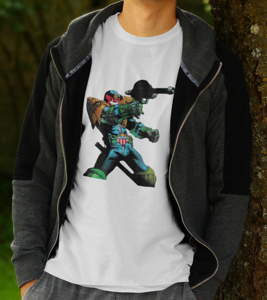 Judge Dredd Lawgiver Comic Book Character With Iconic Helmet T-Shirt