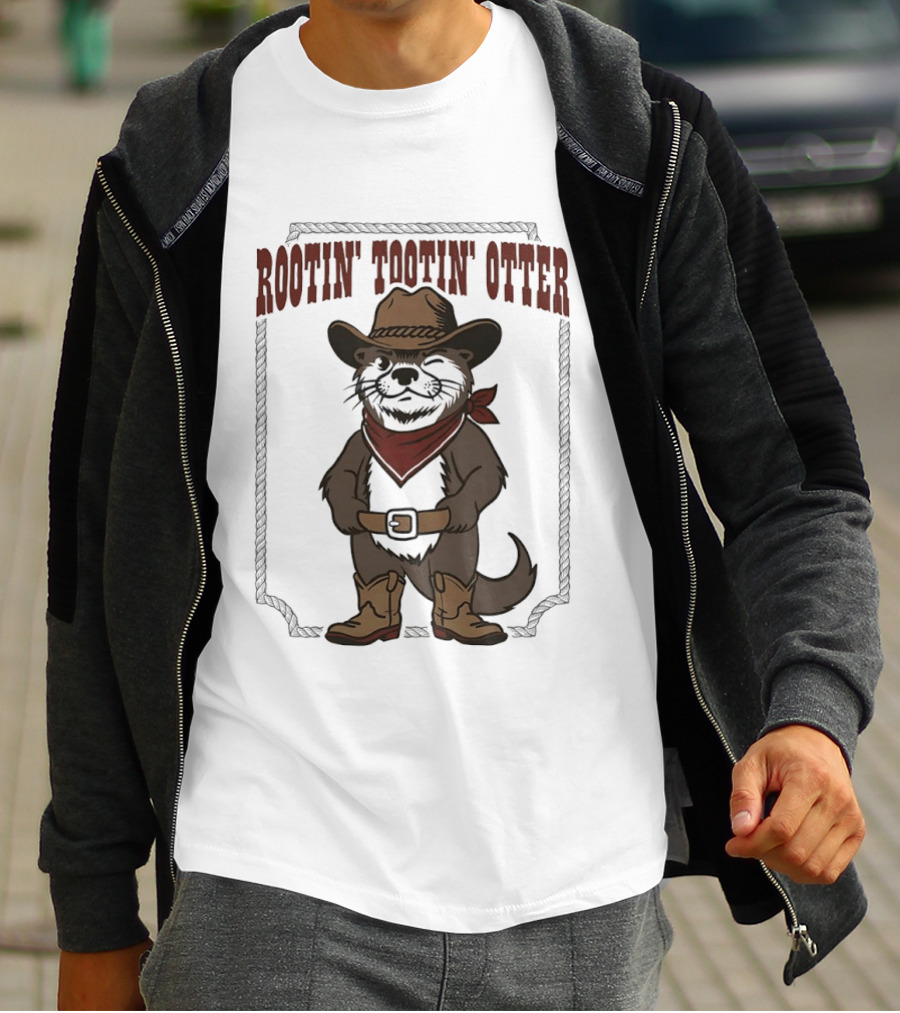 Rootin' Tootin' Otter Cowboy Western Animal Rustler T-Shirt
