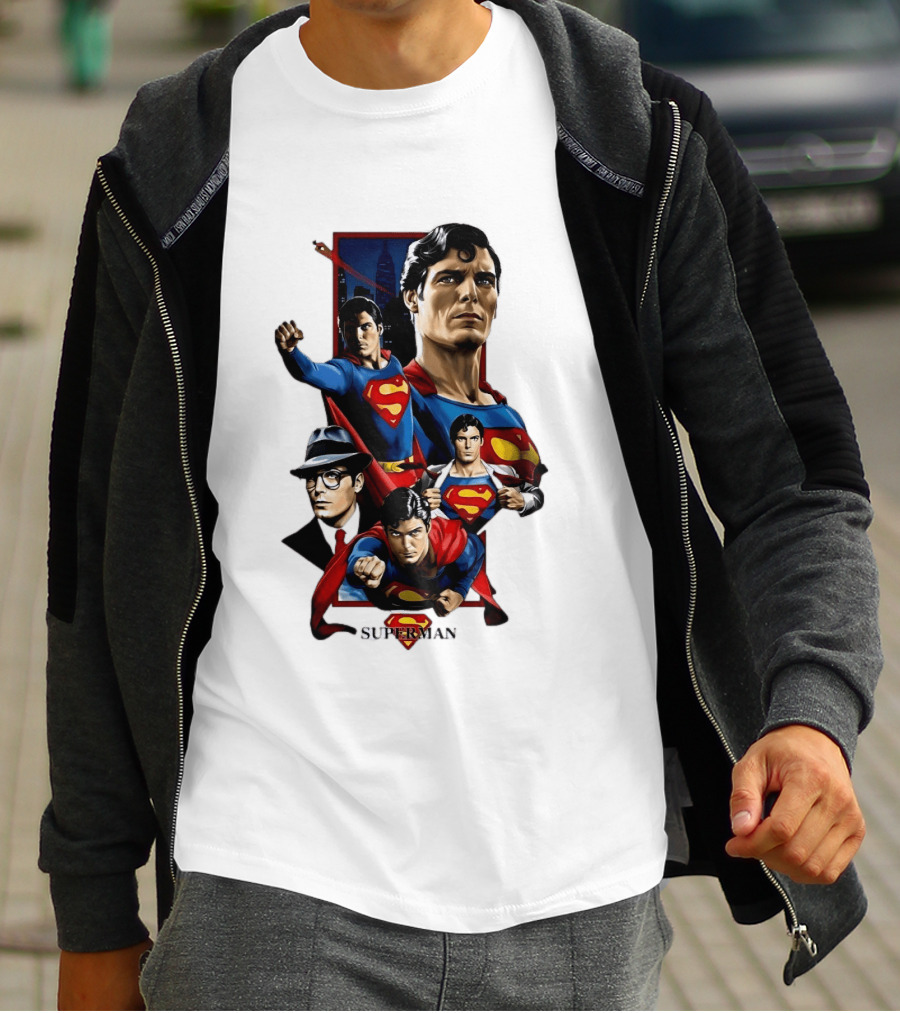 Superman Collage Classic Iconic Characters With S T-Shirt