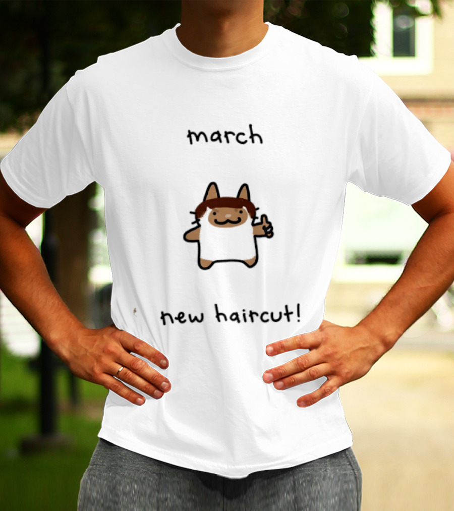 March New Haircut Cat Thumbs Up T-Shirt
