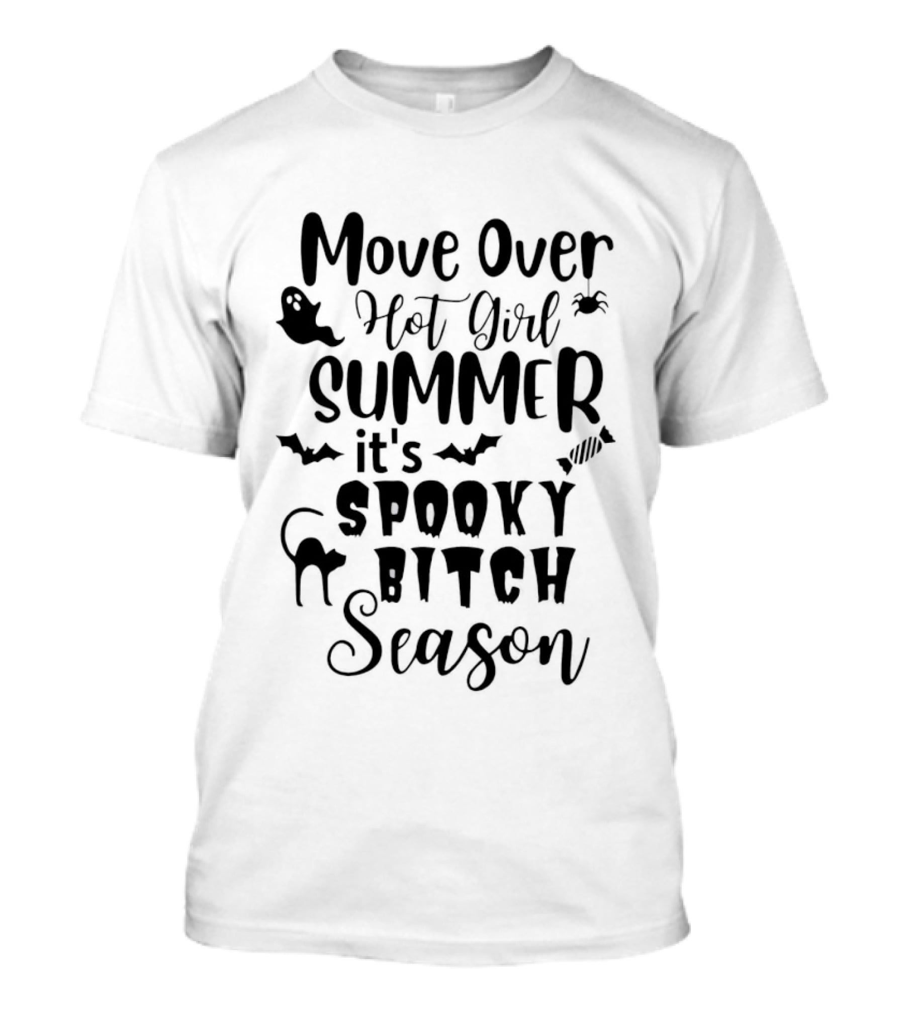Move Over Hot Girl Summer It's Spooky Bitch Season Halloween Cat Bats T-Shirt