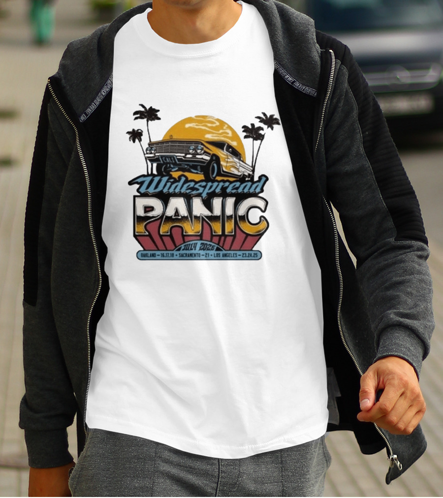 Widespread Panic Summer Tour 2026 Oakland Sacramento Los Angeles Classic Car Palm Trees T-Shirt